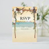 Strand bruiloft prieel RSVP kaart (Staand voorkant)
