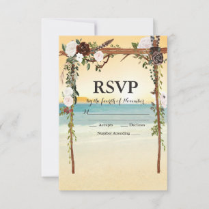 Strand bruiloft prieel RSVP kaart
