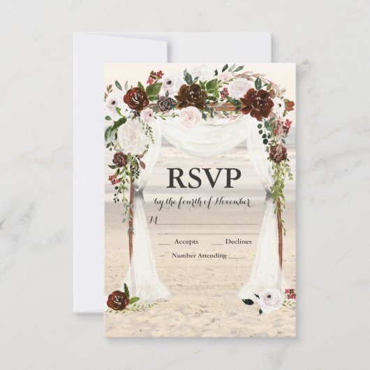 Strand bruiloft prieel RSVP kaart (Voorkant)