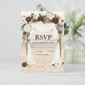Strand bruiloft prieel RSVP kaart (Staand voorkant)