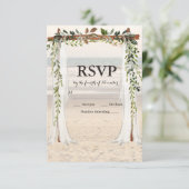 Strand bruiloft prieel RSVP kaart (Staand voorkant)