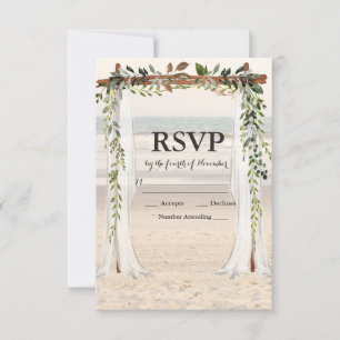 Strand bruiloft prieel RSVP kaart