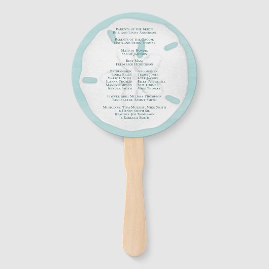 Strand bruiloft programma Elegante bestemming Handwaaier (Achterkant)