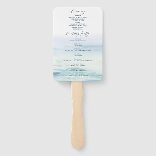 Strand bruiloft programma fan handwaaier (Achterkant)