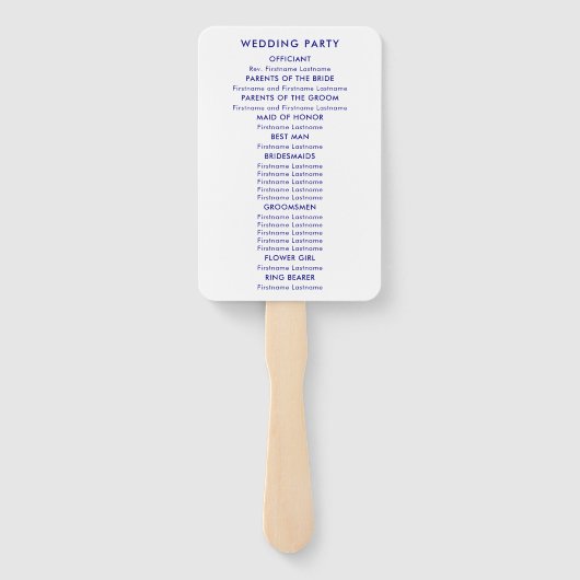 Strand bruiloft programma Fan met zeester, Navy Bl Handwaaier (Achterkant)