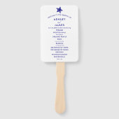 Strand bruiloft programma Fan met zeester, Navy Bl Handwaaier (Voorkant)