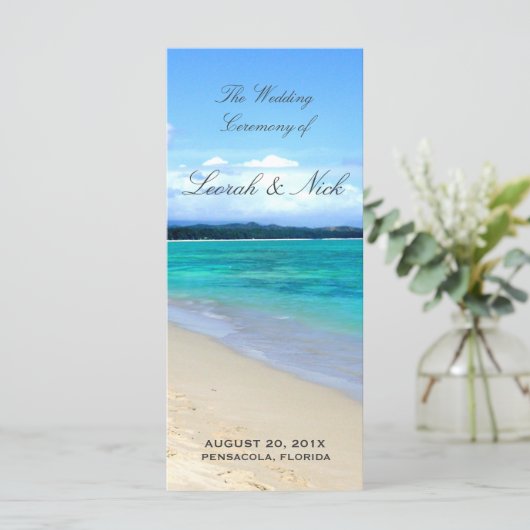 Strand bruiloft programma Sjabloon (Staand voorkant)