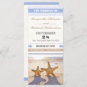 Strand bruiloft programma's met zeesterren paar (Voorkant / Achterkant)