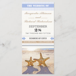 Strand bruiloft programma's met zeesterren paar