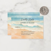 Strand bruiloft reactie RSVP Notitiekaartje (Voorkant / Achterkant in situ)