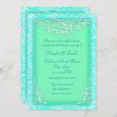 Strand bruiloft Receptie Aqua en groene golven Kaart (Voorkant / Achterkant)