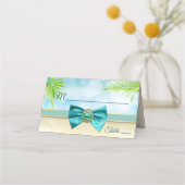 Strand Bruiloft Receptie Diner Bow Gem Palm Escort Plaatskaartje (Voorkant)