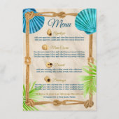 Strand Bruiloft Receptie Diner Seashell Touw Palm Menu (Voorkant)