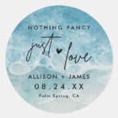 Strand Bruiloft Receptie Klassieke Ronde St Ronde Sticker (Voorkant)