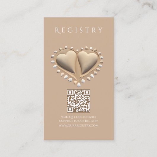 Strand bruiloft register en huwelijksreis fonds visitekaartje (Voorkant)