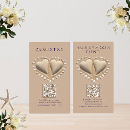 Strand bruiloft register en huwelijksreis fonds visitekaartje