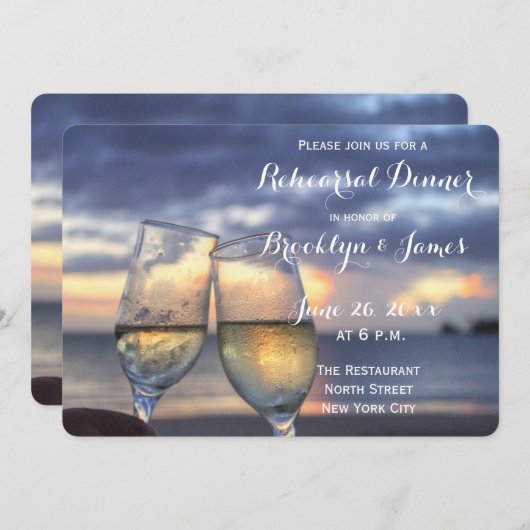 Strand bruiloft repetitie afgerond kaart (Voorkant / Achterkant)