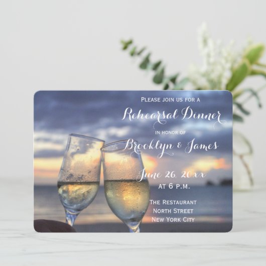 Strand bruiloft repetitie afgerond kaart (Staand voorkant)