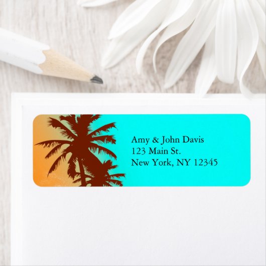 Strand bruiloft retour adreslabels etiket (Insitu)