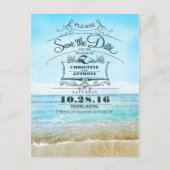 Strand bruiloft retro save the date briefkaarten (Voorkant)