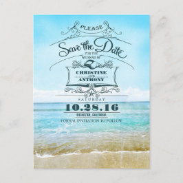 Strand bruiloft retro save the date briefkaarten