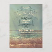 Strand bruiloft retro save the date briefkaarten (Voorkant)