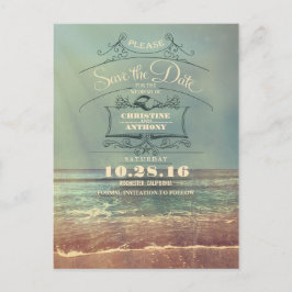 Strand bruiloft retro save the date briefkaarten