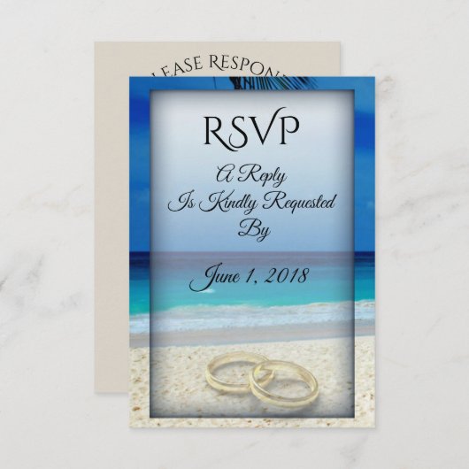 Strand Bruiloft Ringen RSVP Card (Voorkant / Achterkant)