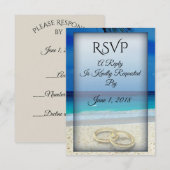 Strand Bruiloft Ringen RSVP Card Kaartje (Voorkant / Achterkant)