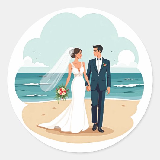 Strand bruiloft Romance Sticker (Voorkant)