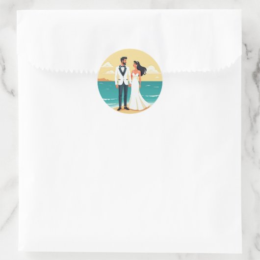 Strand bruiloft Romance Sticker (Tas)