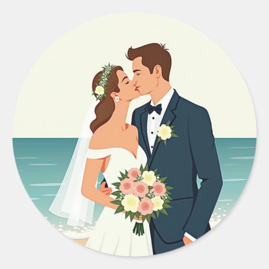 Strand bruiloft Romance Stickers (Voorkant)