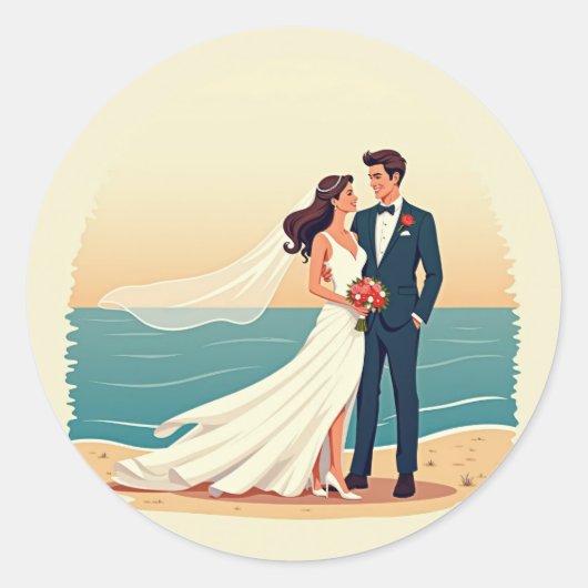 Strand bruiloft Romance Stickers (Voorkant)