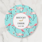 Strand Bruiloft Roze Blauw Flamingo Bedankjes Labels (Voorkant)