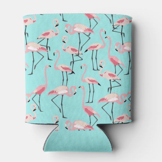 Strand Bruiloft Roze Blauw Flamingo Blikjeskoeler (Achterkant)