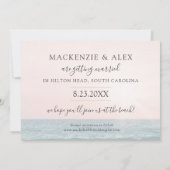 Strand Bruiloft Roze Oceaan Zonsondergang Save The Date (Achterkant)