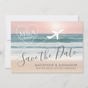 Strand Bruiloft Roze Oceaan Zonsondergang Save The Date