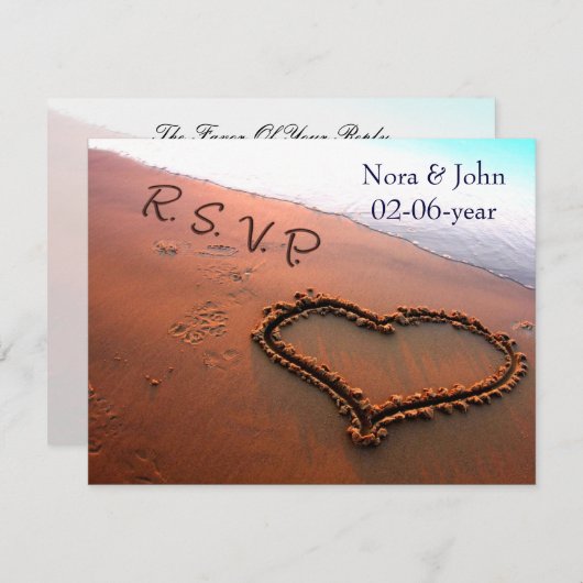 strand bruiloft RSVP (Voorkant / Achterkant)