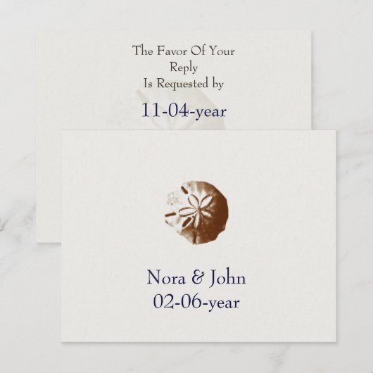 strand bruiloft RSVP (Voorkant / Achterkant)