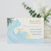 Strand bruiloft RSVP kaarten (Staand voorkant)