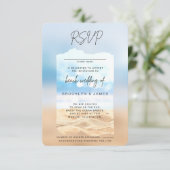 Strand bruiloft RSVP vriendelijk antwoord Kaart (Staand voorkant)