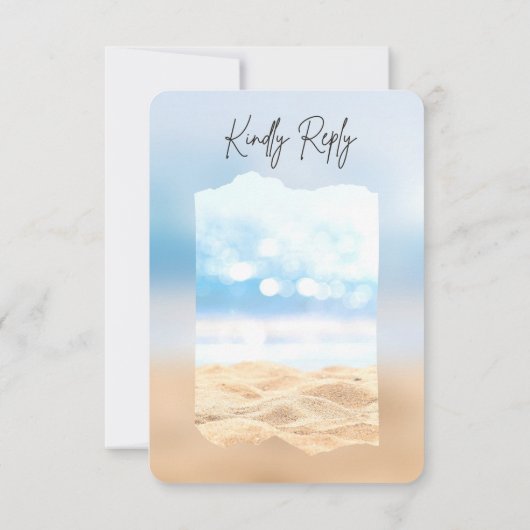 Strand bruiloft RSVP vriendelijk antwoord Kaart (Achterkant)