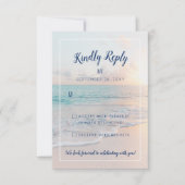 Strand Bruiloft Sandy Ocean Sunset RSVP Kaartje (Voorkant)