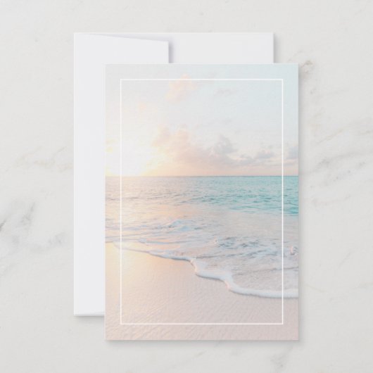 Strand Bruiloft Sandy Ocean Sunset RSVP Kaartje (Achterkant)