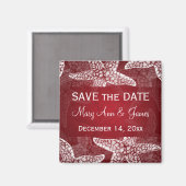 Strand Bruiloft Save De Datum Zeester Rood Magneet (Voorkant / Achterkant)