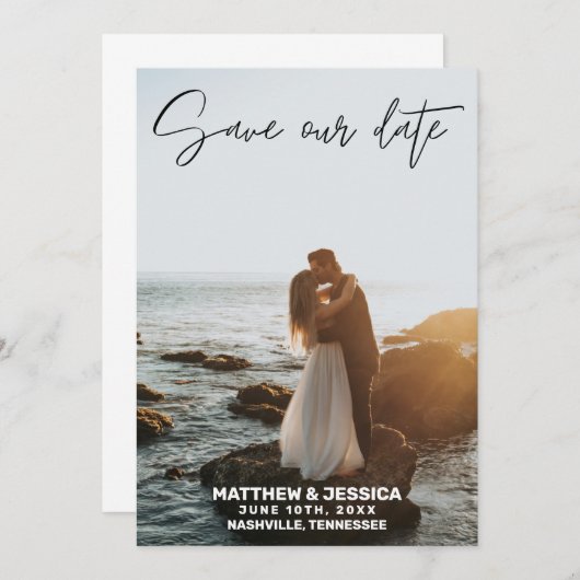  strand bruiloft Save the Date (Voorkant / Achterkant)