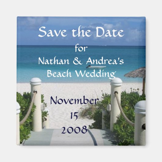 Strand bruiloft "Save the Date" Magneet (Voorkant)