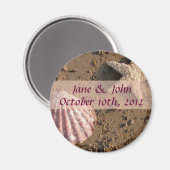 Strand Bruiloft Save the Date Zee Shell Magnet (Voorkant / Achterkant)