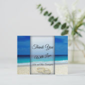 Strand bruiloft scène met ringen dank u - briefkaart (Staand voorkant)