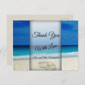 Strand bruiloft scène met ringen dank u - briefkaart (Voorkant / Achterkant)